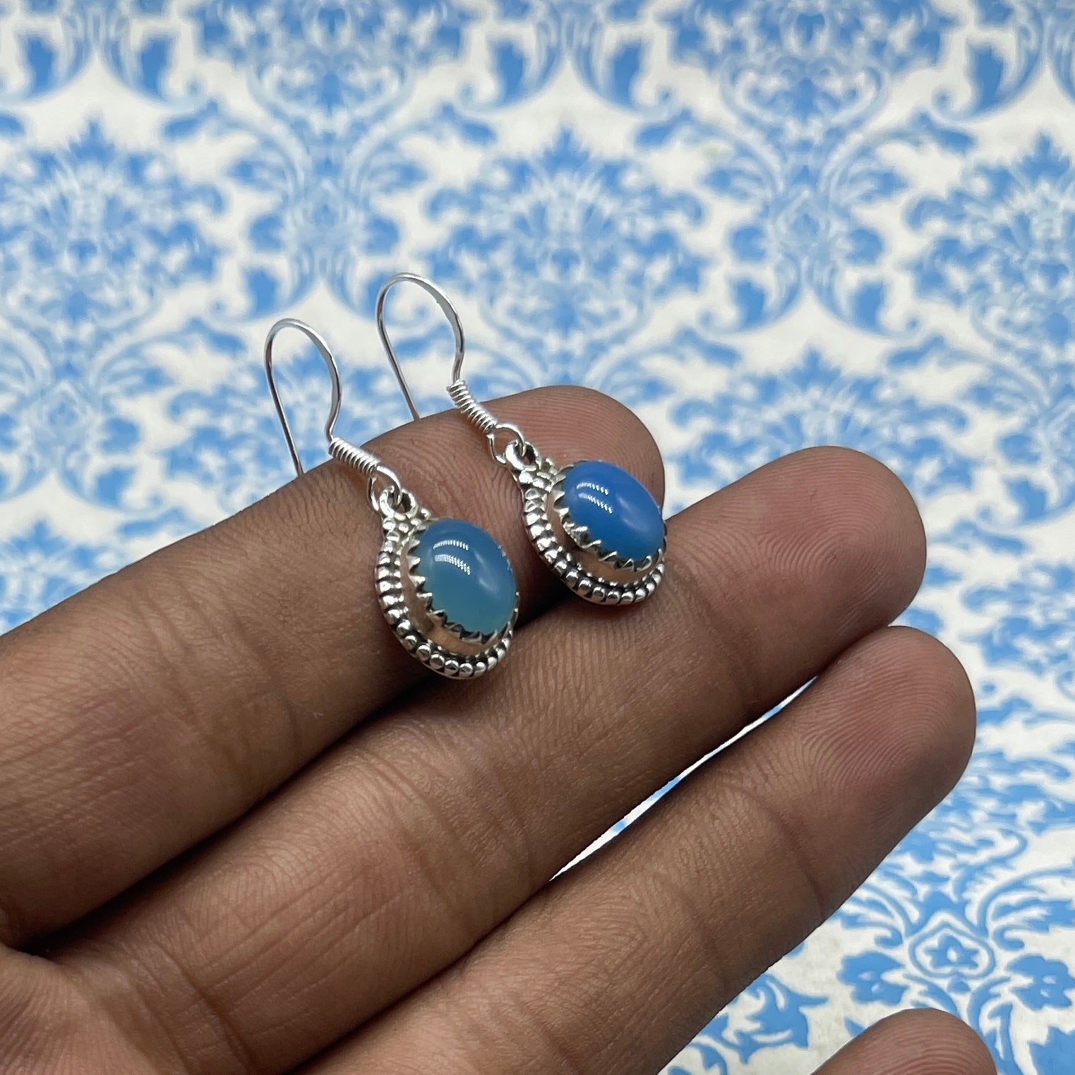 Elegant Chalcedony Earrings in 925 Silver – Everyday Style