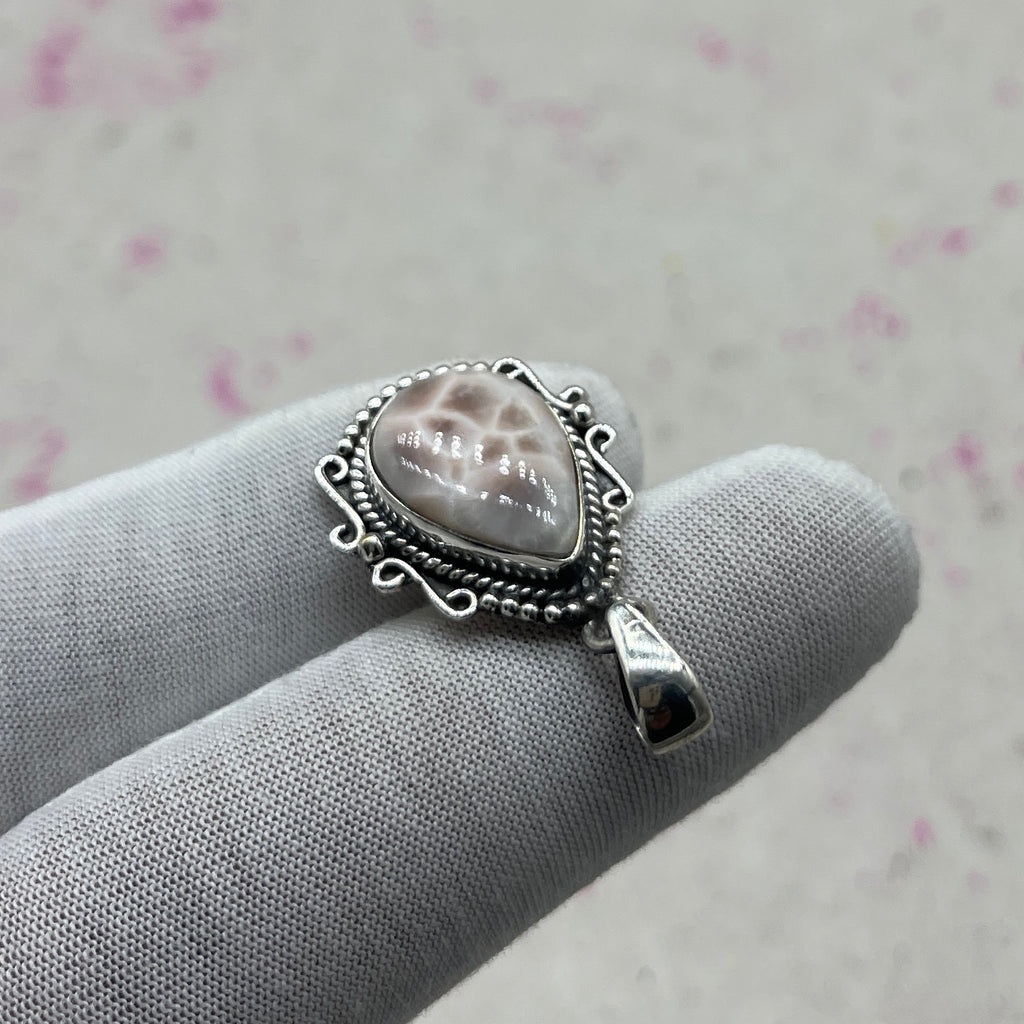 Pink Larimar 925 Sterling Silver Handmade Pendant | Handmade Feminine Jewelry