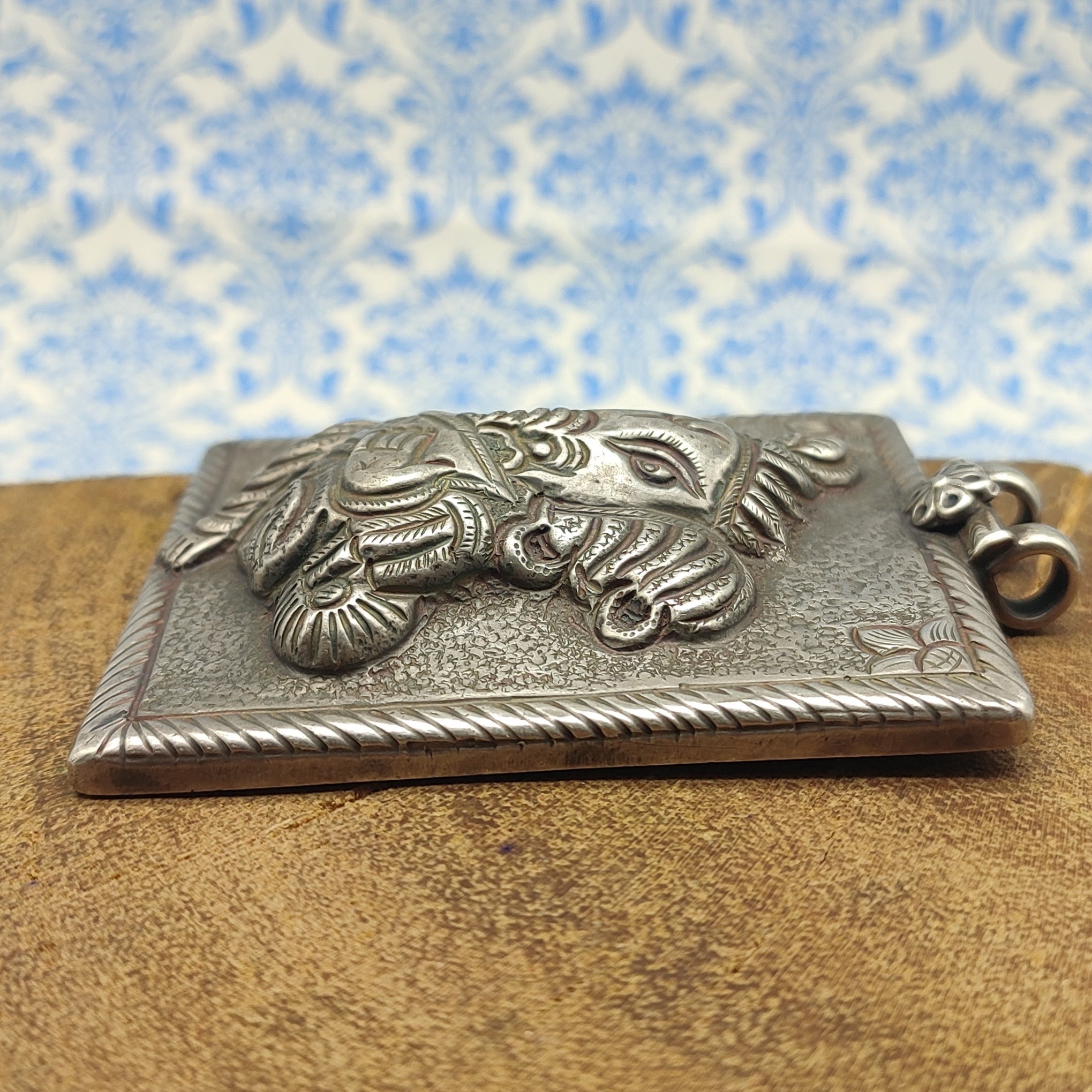 Tribal Ganesh Vintage Solid Silver Pendant Antique Finish Handmade One of a Kind