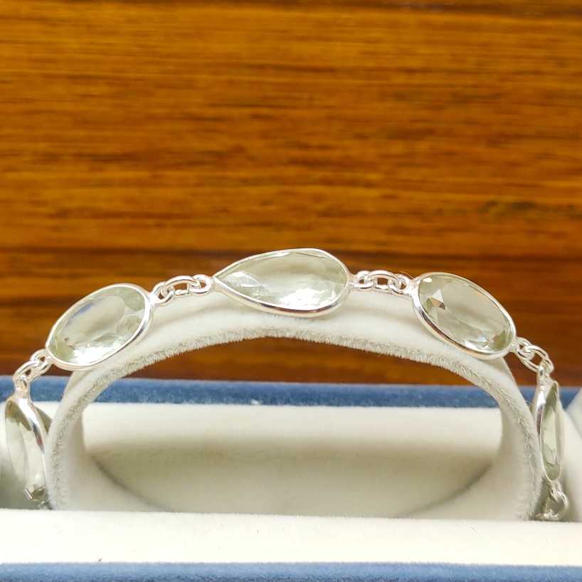 925 Sterling Silver Crystal Gemstone Handmade Bracelet