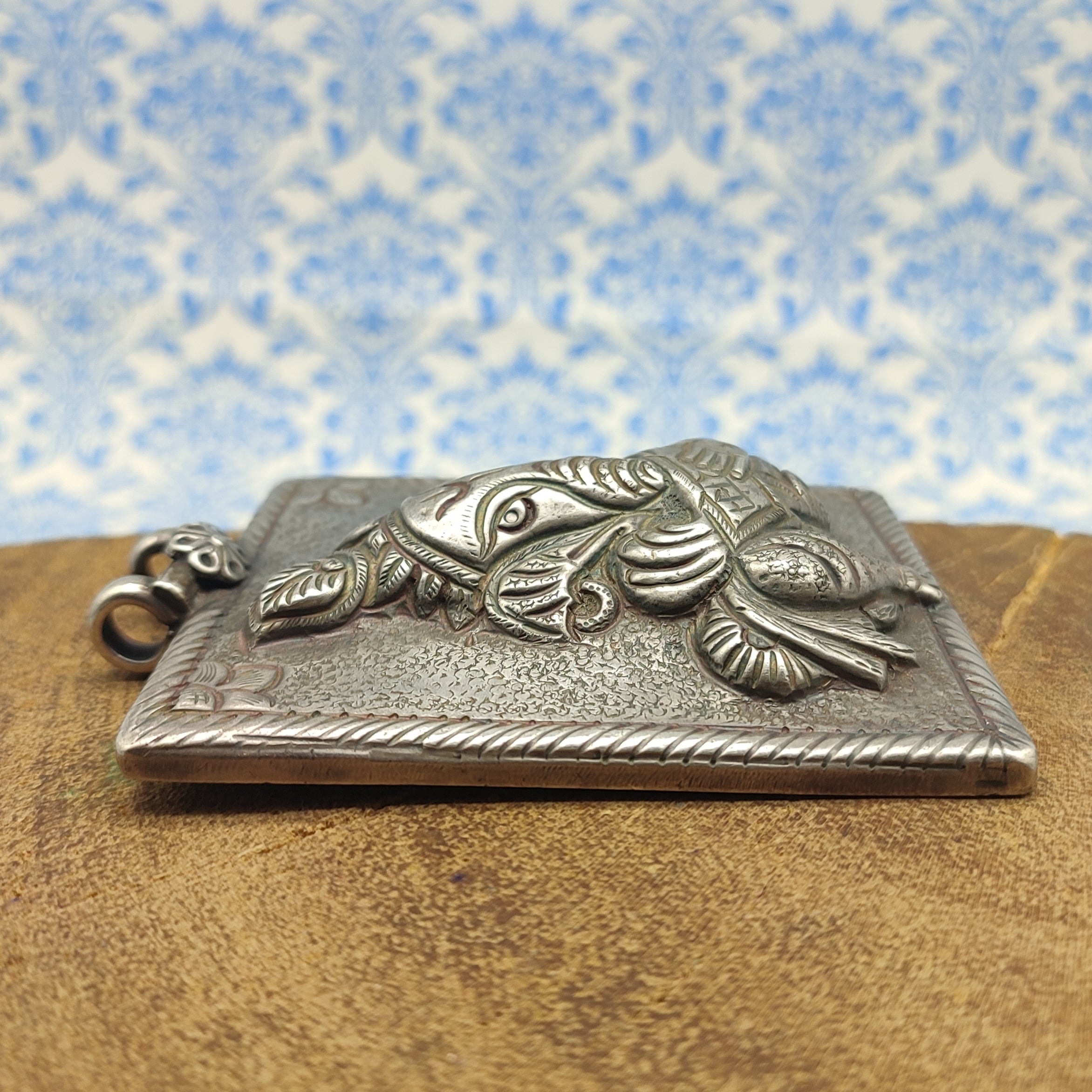 Tribal Ganesh Vintage Solid Silver Pendant Antique Finish Handmade One of a Kind