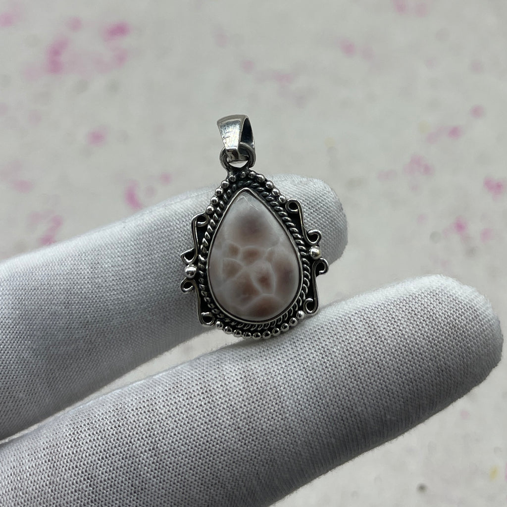 Pink Larimar 925 Sterling Silver Handmade Pendant | Handmade Feminine Jewelry