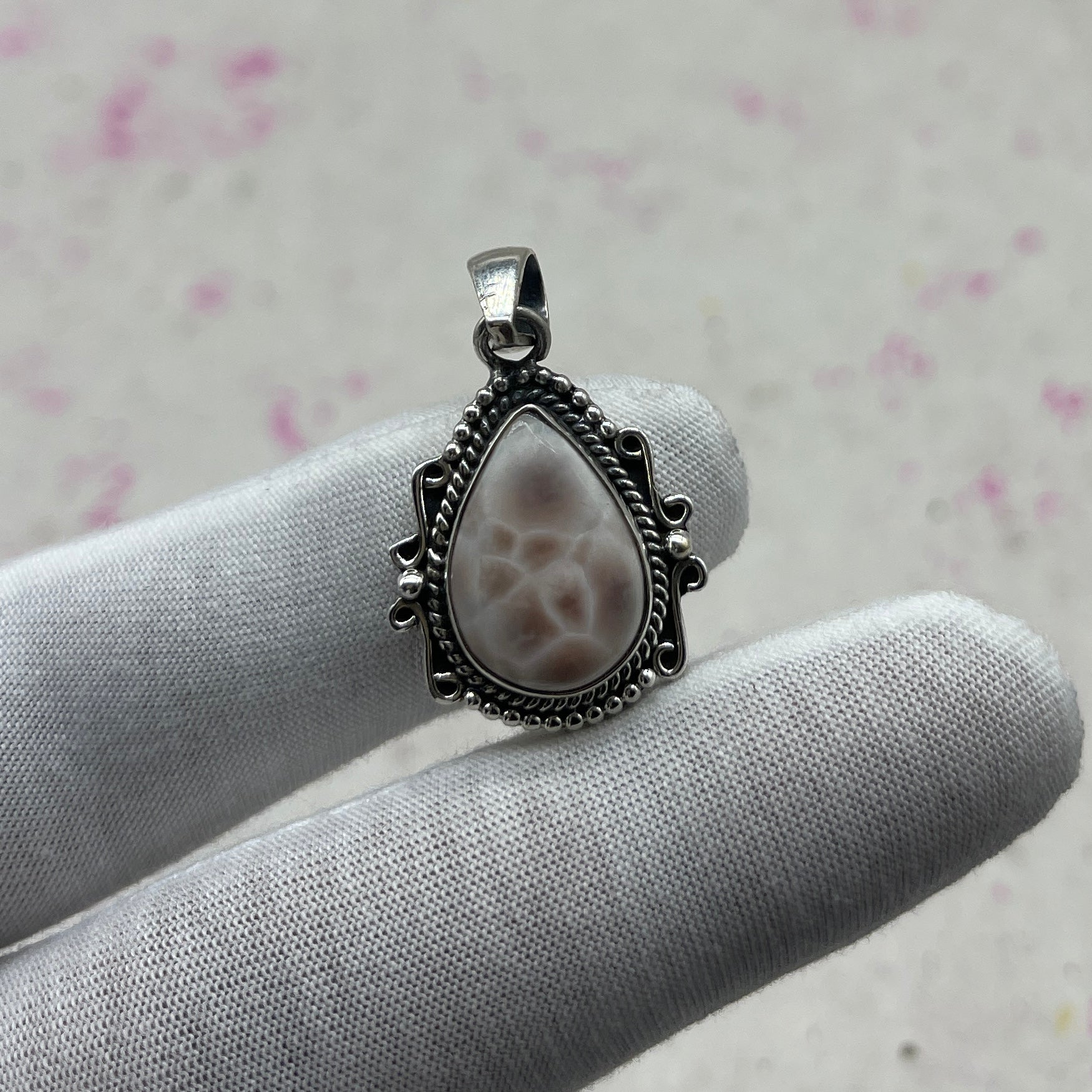 Pink Larimar 925 Sterling Silver Handmade Pendant | Handmade Feminine Jewelry