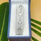 Handmade 925 Sterling Silver Crystal  Bracelet Fine Oval Gemstone Design