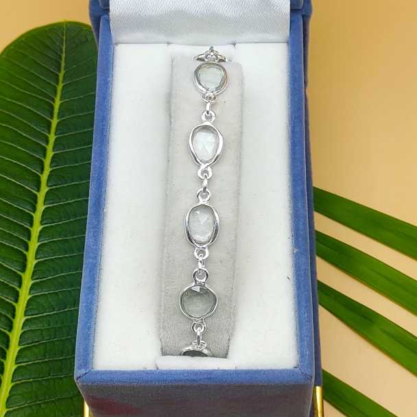 Handmade 925 Sterling Silver Crystal  Bracelet Fine Oval Gemstone Design