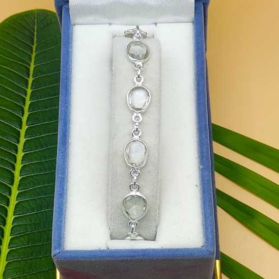 Handmade 925 Sterling Silver Crystal  Bracelet Fine Oval Gemstone Design
