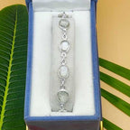 Handmade 925 Sterling Silver Crystal  Bracelet Fine Oval Gemstone Design