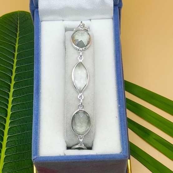 925 Sterling Silver Handmade Crystal Bracelet Natural Gemstone Minimal Jewelry