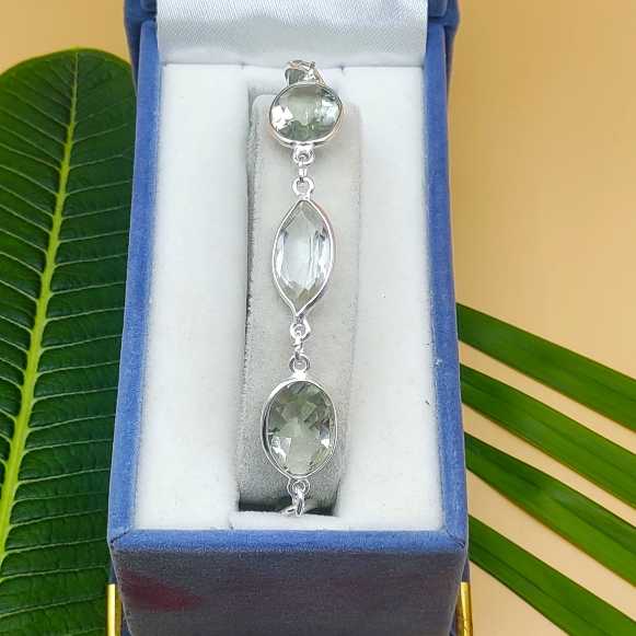 925 Sterling Silver Handmade Crystal Bracelet Natural Gemstone Minimal Jewelry