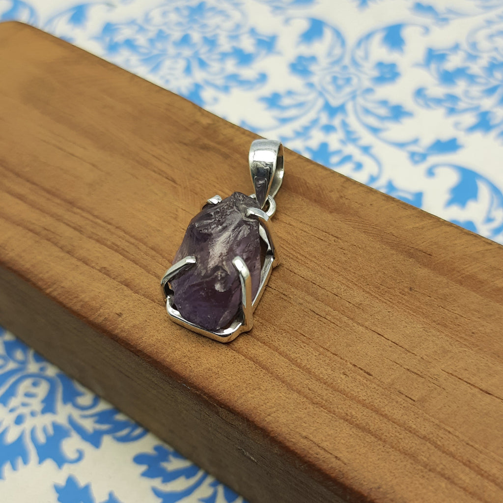 Deep Amethyst Gem Pendant – Handmade 925 Silver Nepali Designer Jewelry