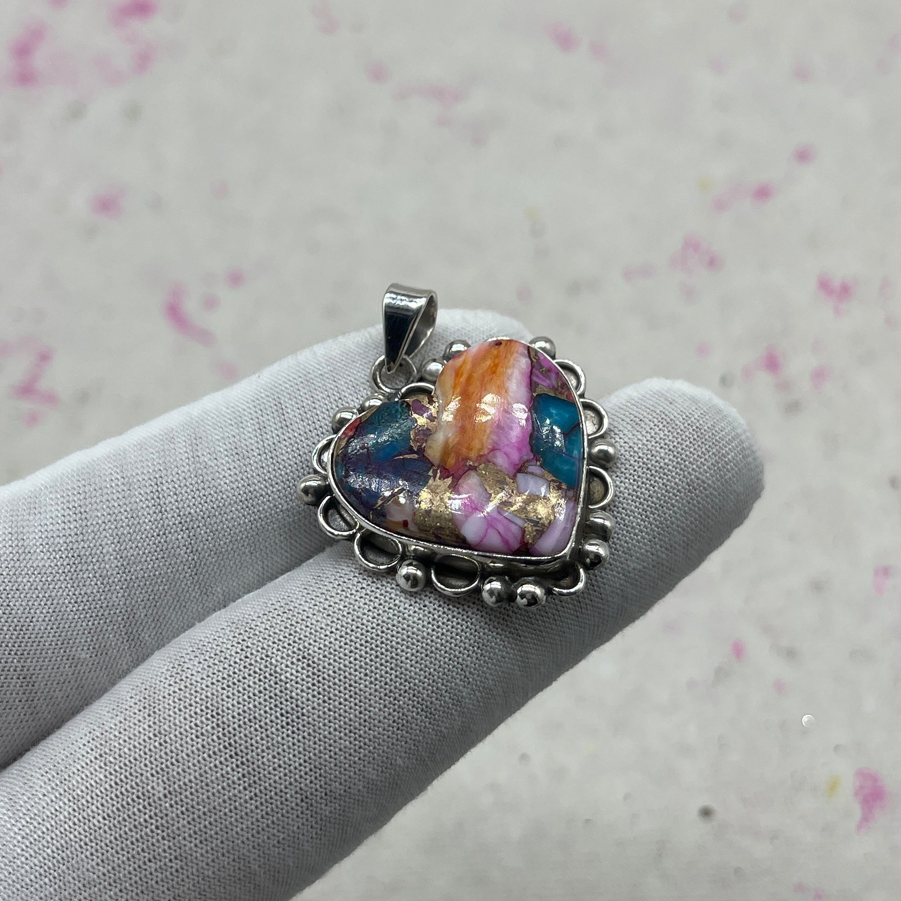 Spiny Oyster Turquoise 925 Sterling Silver Handmade Pendant | Artisan Statement Jewelry