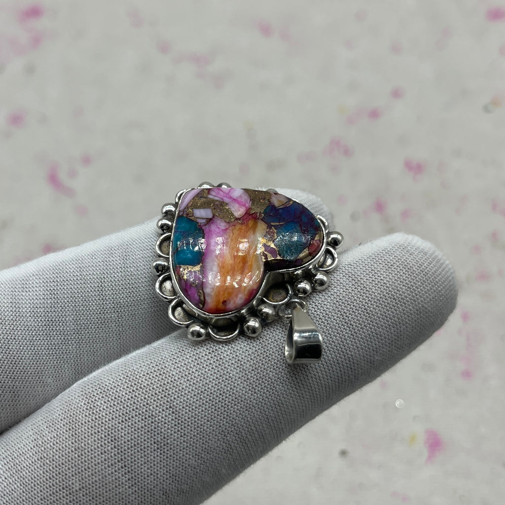 Spiny Oyster Turquoise 925 Sterling Silver Handmade Pendant | Artisan Statement Jewelry