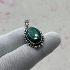Dyed Emerald 925 Sterling Silver Handmade Pendant | Bold Ethnic Pendant