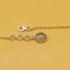 Dainty Labradorite 925 Silver Faceted Long Necklace Handmade
