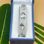 925 Sterling Silver Handmade Green Amethyst Bracelet Modern Elegant Jewelry