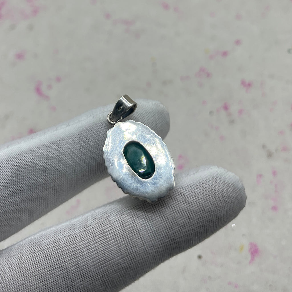 Dyed Emerald 925 Sterling Silver Handmade Pendant | Bold Ethnic Pendant