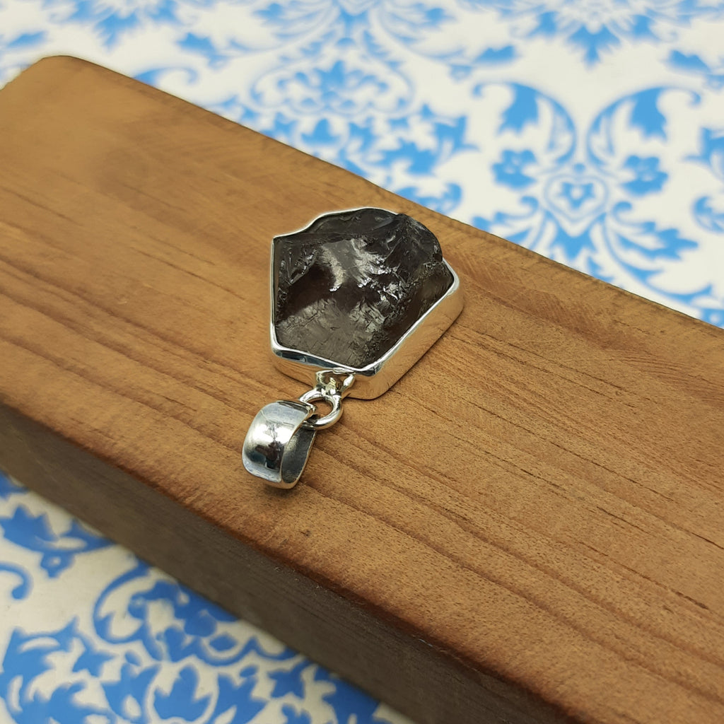 Smoky Quartz Protection Pendant – Handcrafted 925 Silver Boho Nepali Design