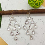 Long Crystal Gemstone 925 Silver Earrings for Women