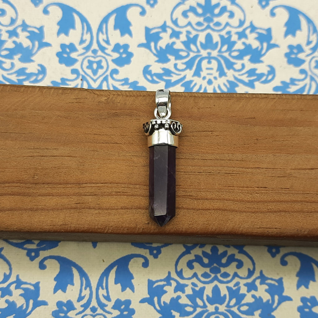 Faceted Amethyst Charm Pendant – Handmade 925 Silver Artisan Bohemian Jewelry