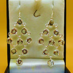 Long Crystal Gemstone 925 Silver Earrings for Women