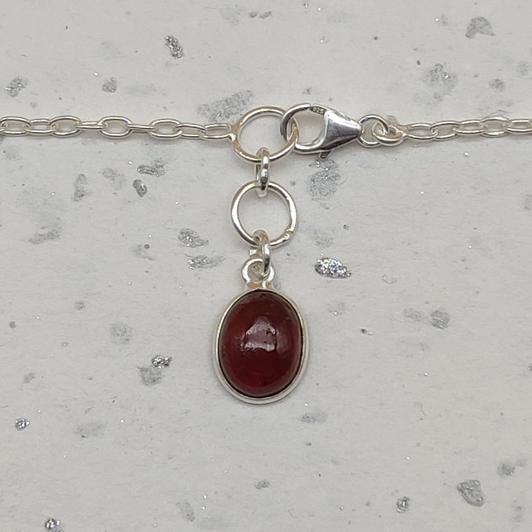 Dainty Garnet Ruby 925 Silver Faceted Long Necklace Handmade