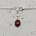 Dainty Garnet Ruby 925 Silver Faceted Long Necklace Handmade