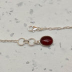 Dainty Garnet Ruby 925 Silver Faceted Long Necklace Handmade
