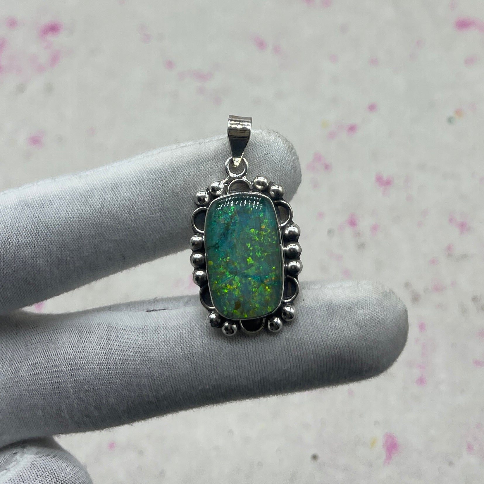 Resin Glass 925 Sterling Silver Pendant – Contemporary Boho Pendant