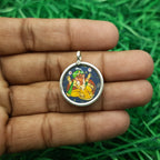 Lord Ganesha Hand-Painted Pendant in 925 Sterling Silver – Handmade Divine Frame