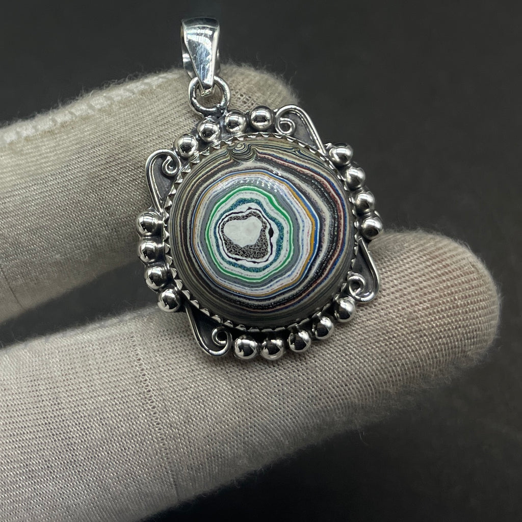 Fordite 925 Silver Handmade Designer Pendant Gift for Her