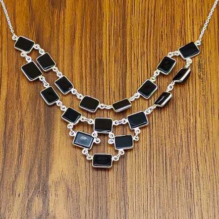 Black Onyx 925 Silver Classic Necklace Gift Engagement Party