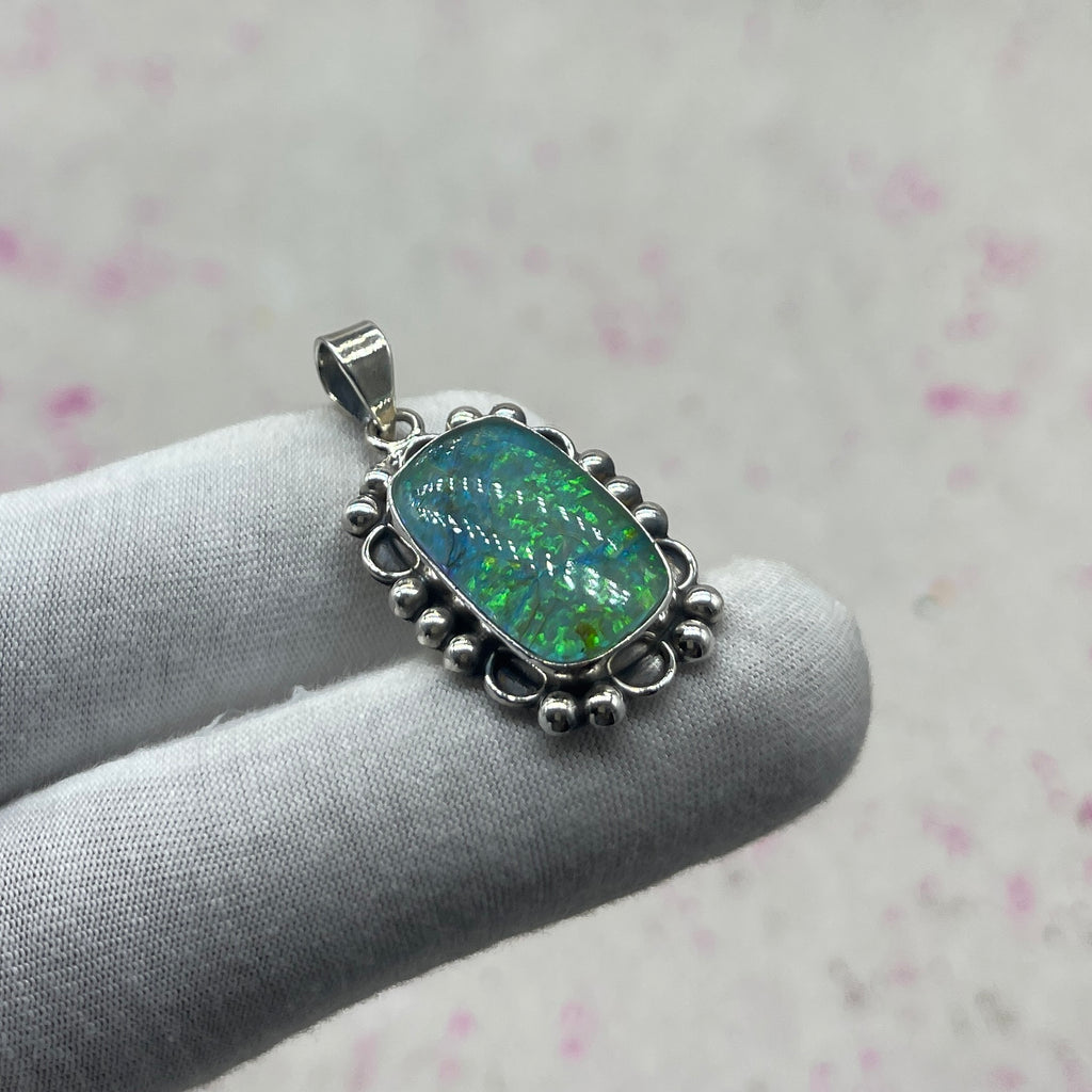 Resin Glass 925 Sterling Silver Pendant – Contemporary Boho Pendant