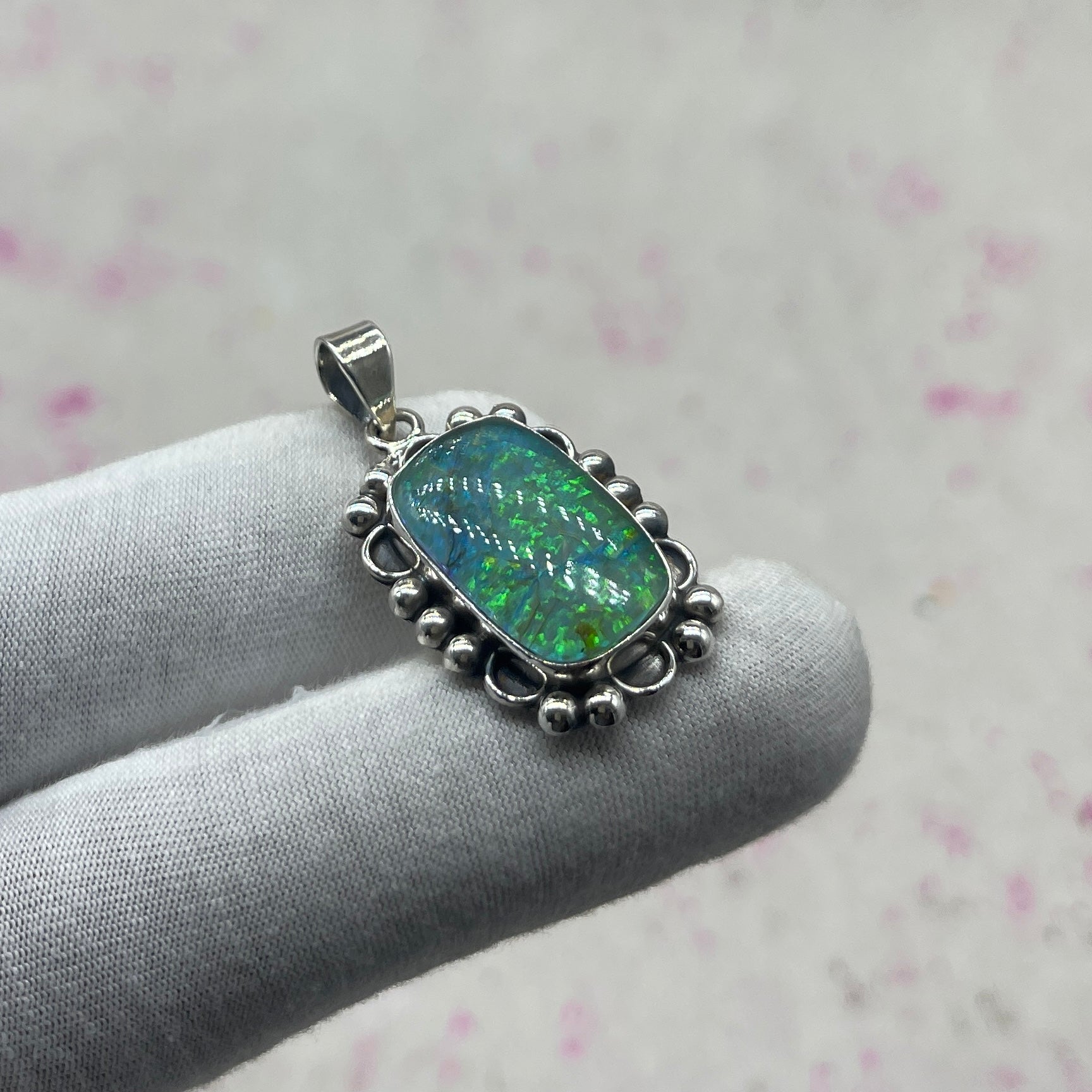 Resin Glass 925 Sterling Silver Pendant – Contemporary Boho Pendant