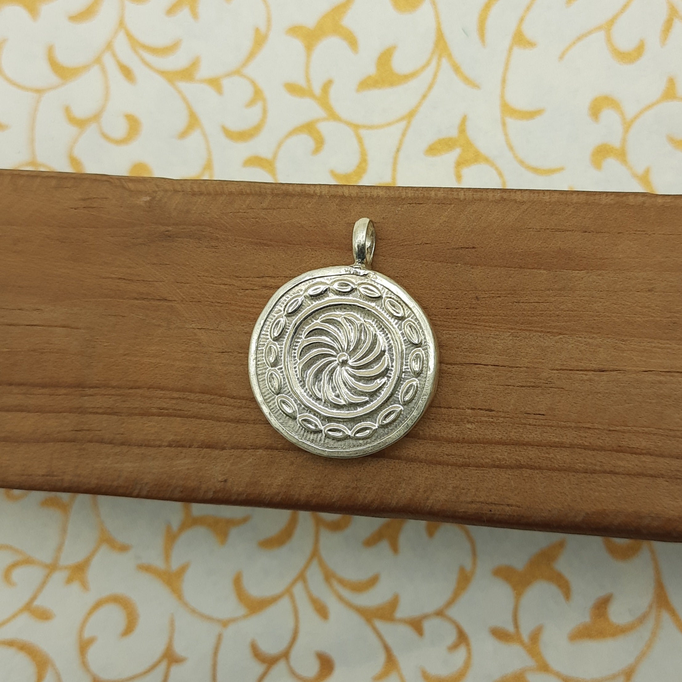 Lord Ganesha Hand-Painted Pendant in 925 Sterling Silver – Handmade Divine Frame
