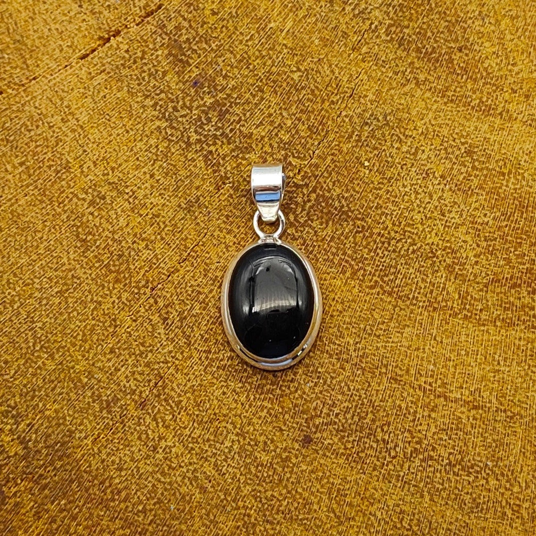 Black Onyx Nepali Bohemian Handmade Silver Pendant
