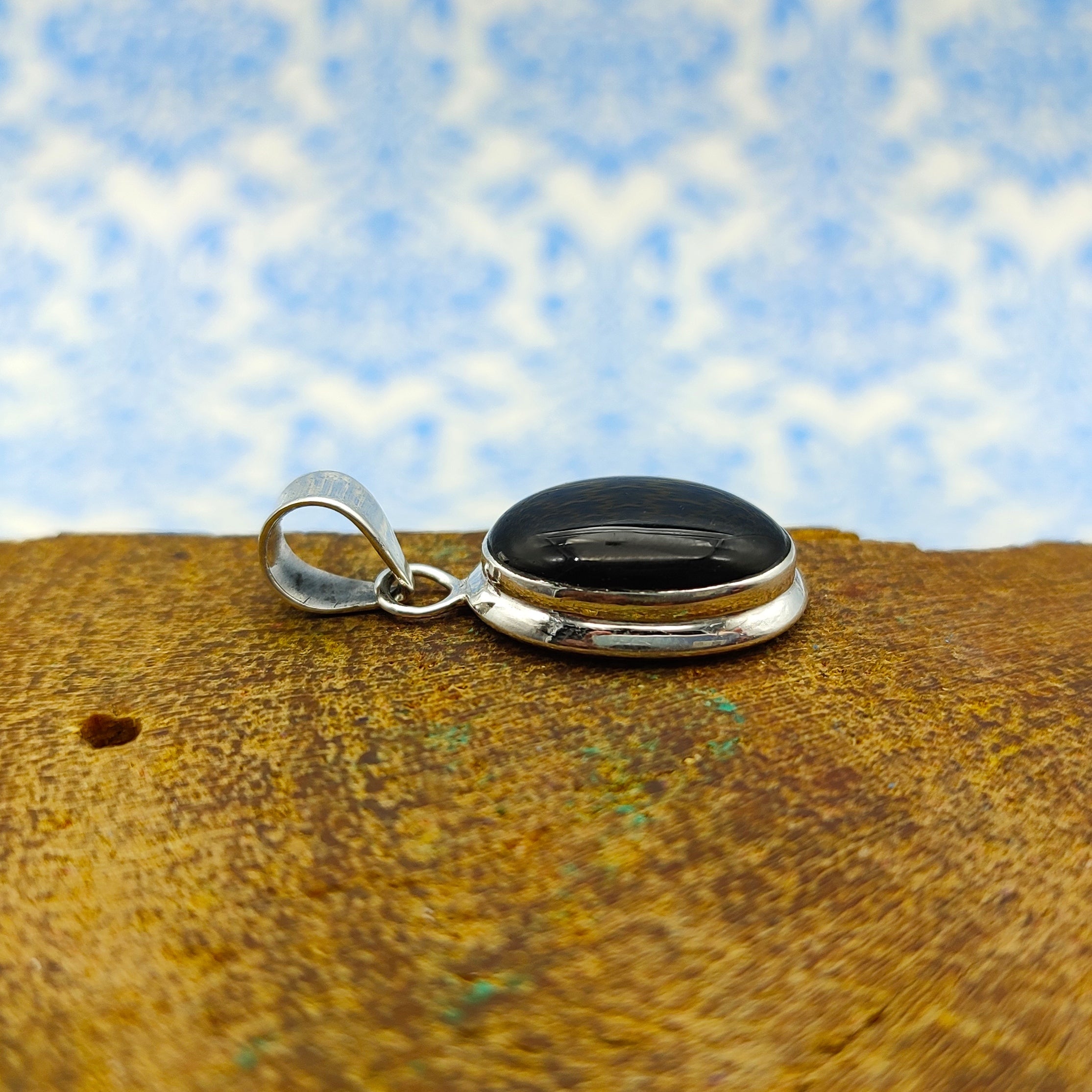 Black Onyx Nepali Bohemian Handmade Silver Pendant