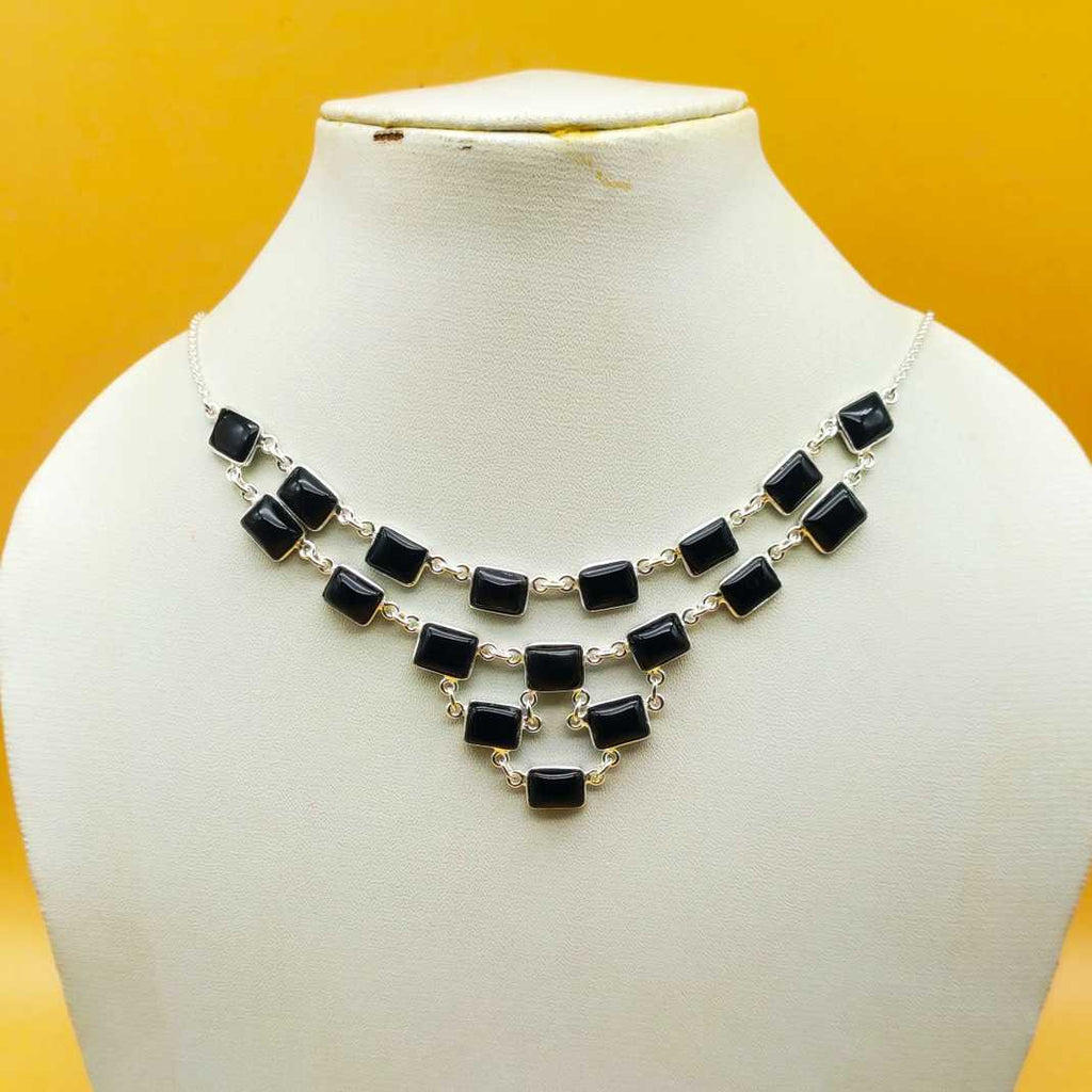 Black Onyx 925 Silver Classic Necklace Gift Engagement Party