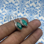 Classic Emerald Marquise Earrings – 925 Silver Natural Stone Bohemian Style