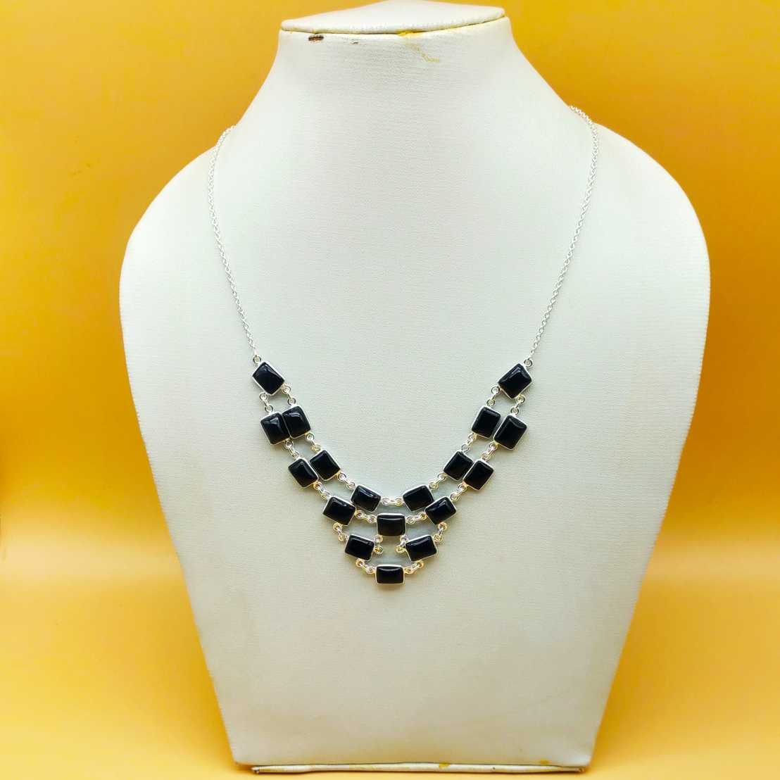 Black Onyx 925 Silver Classic Necklace Gift Engagement Party