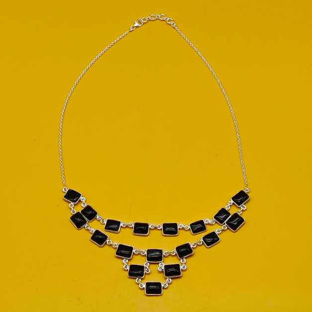 Black Onyx 925 Silver Classic Necklace Gift Engagement Party