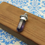 Raw Amethyst Statement Pendant – Nepali Handmade 925 Silver Boho Design