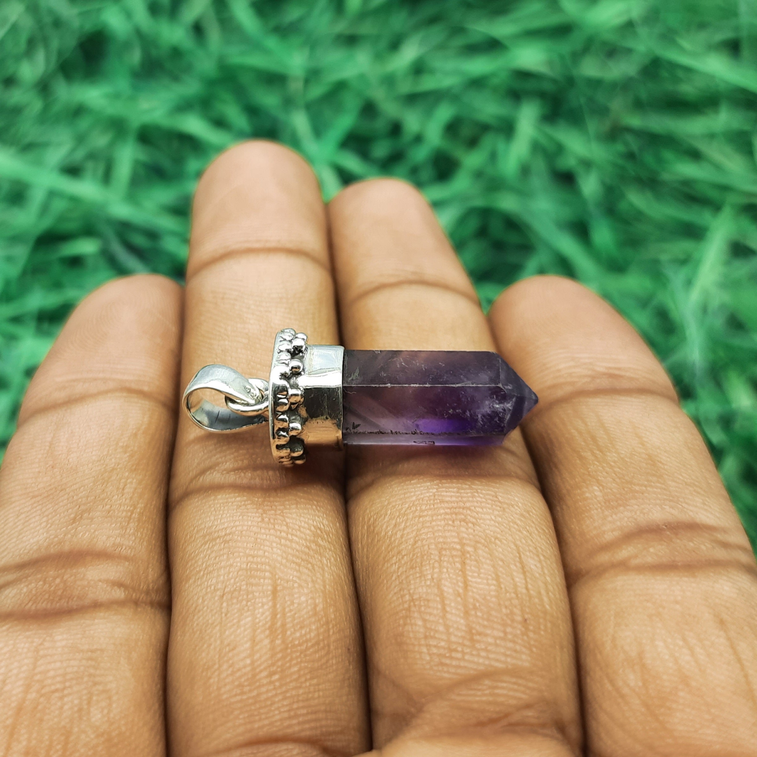 Raw Amethyst Statement Pendant – Nepali Handmade 925 Silver Boho Design