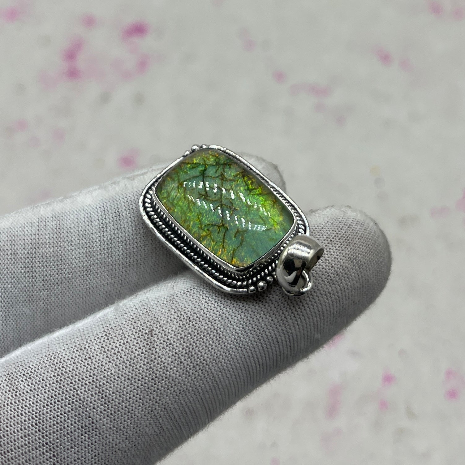 Glass Resin 925 Sterling Silver Handmade Pendant | Modern Boho Pendant