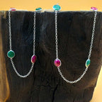 Dainty Corundum Ruby 925 Silver Faceted Long Necklace Handmade