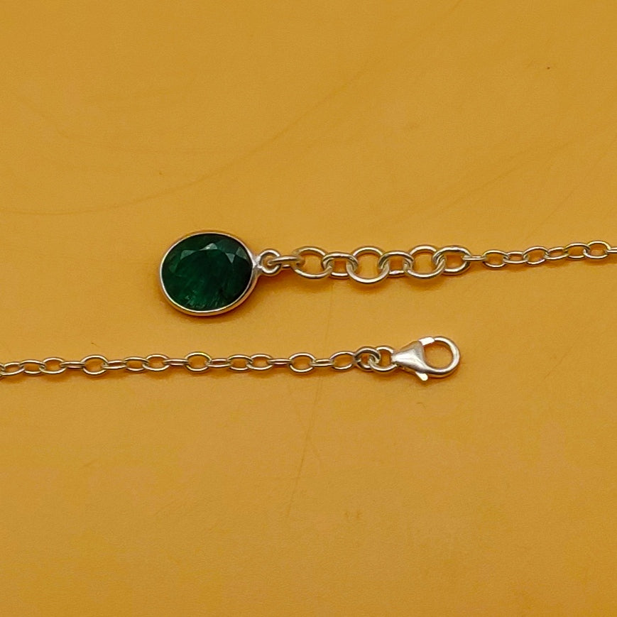 Dainty Corundum Ruby 925 Silver Faceted Long Necklace Handmade