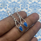Chalcedony Silver Drop Earrings – Modern Chic Gemstone Style