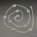Clear Quartz 925 Silver Dainty Long Chain Bracelet Boho Handmade