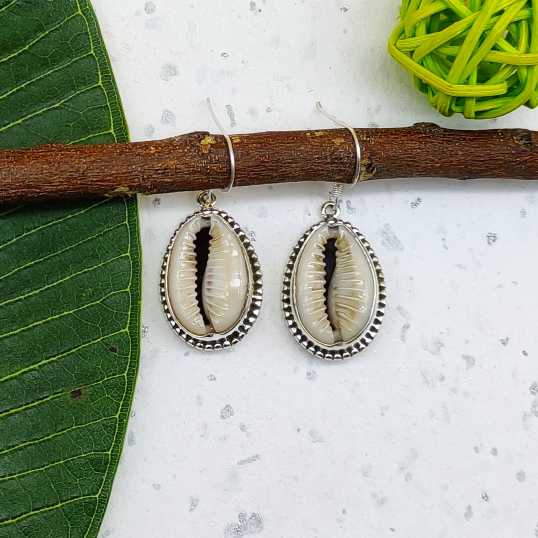 Cowrie Shell 925 Silver Gemstone Earring