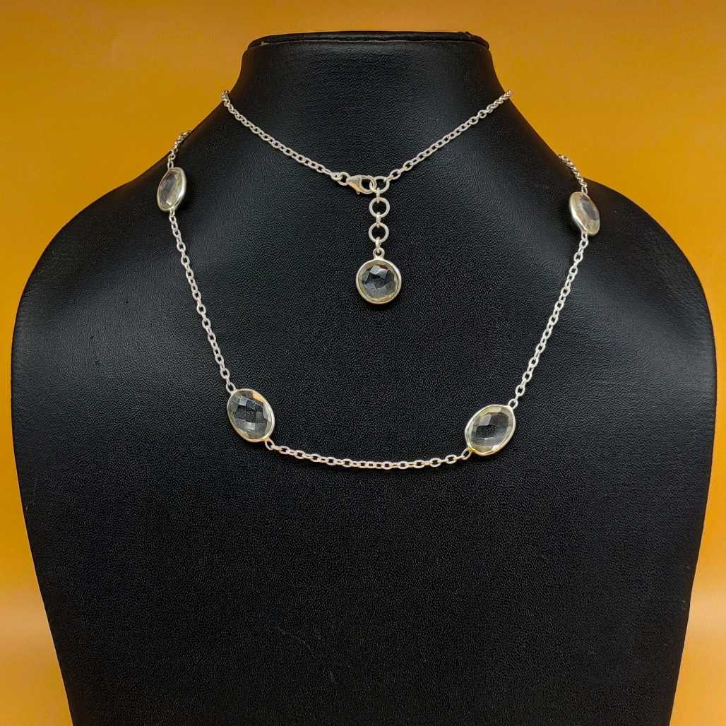 Clear Quartz 925 Silver Dainty Long Chain Bracelet Boho Handmade