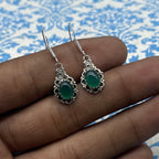 Bohemian Green Onyx Oval Earrings – Handmade Silver Jewelry